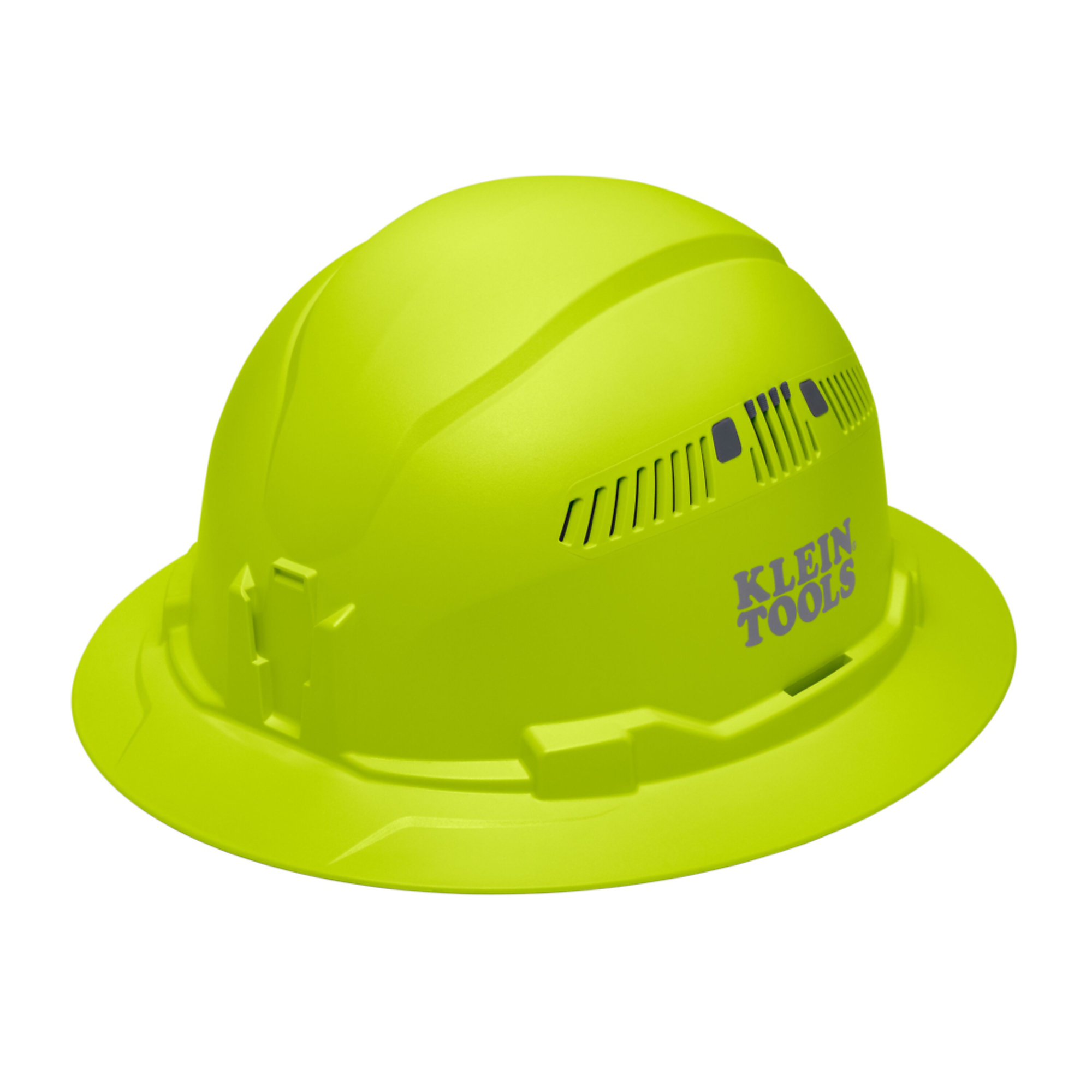 Hard Hat, Vented, Full Brim Style, High Visibility Lime, Klein Tools Model# 60911